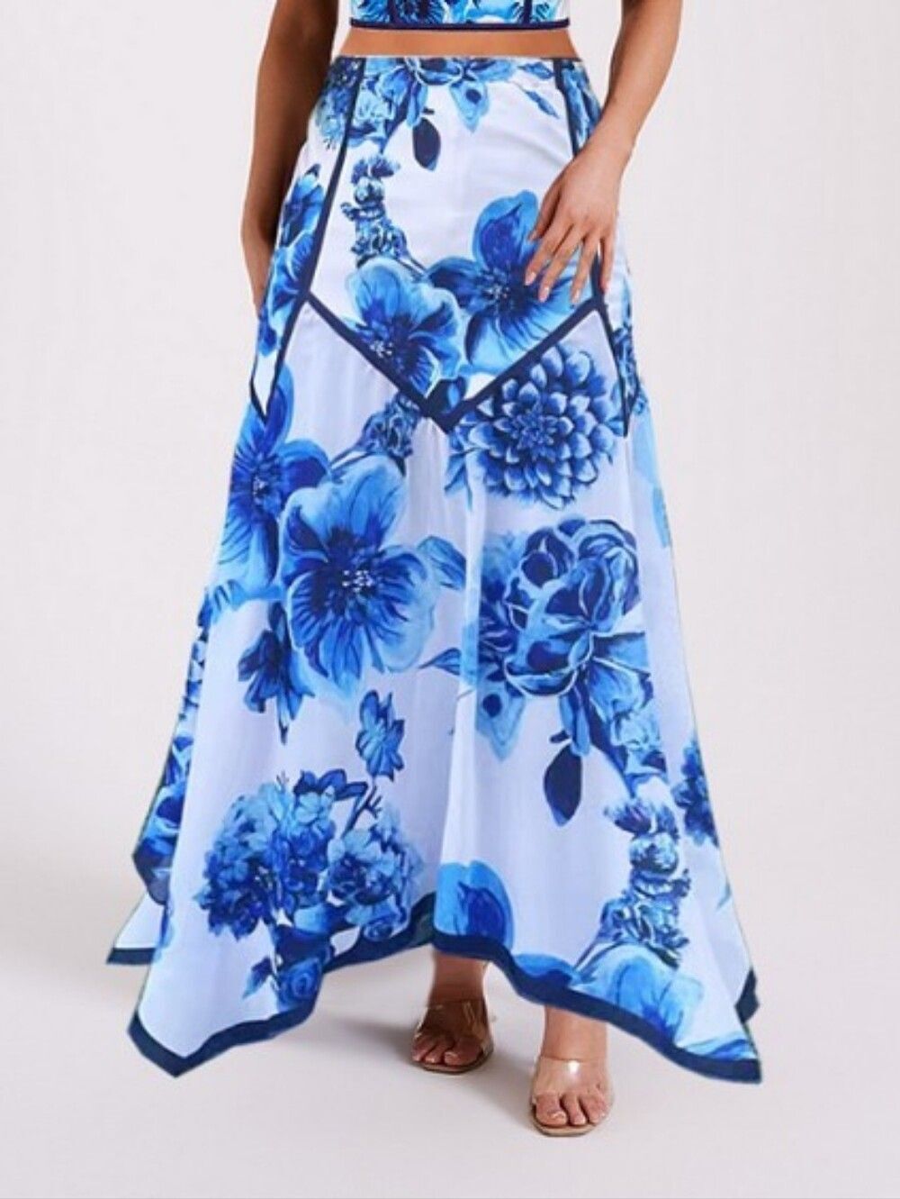 Flaxmaker Blue & White Floral Maxi Skirt - OS / XS / Small / Medium - Picture 6 of 6